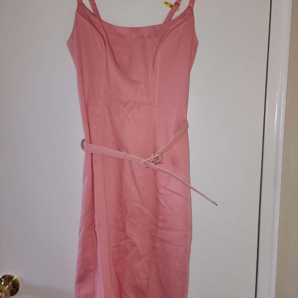 Pinup Couture Pink Spaghetti Strap Sheath Midi Dress